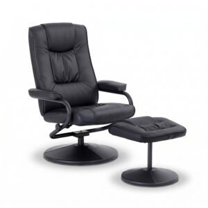 Artiss Recliner with Ottoman 360-Degree Swivel Recliner Chair and Ottoman Set PU Leather Black product image