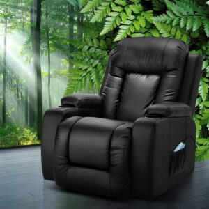 Artiss Recliner Chair Electric Heated Massage Chairs Faux Leather Cabin product image