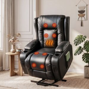Artiss Recliner Chair Lift Assist Heated Massage Chair Leather Rukwa product image