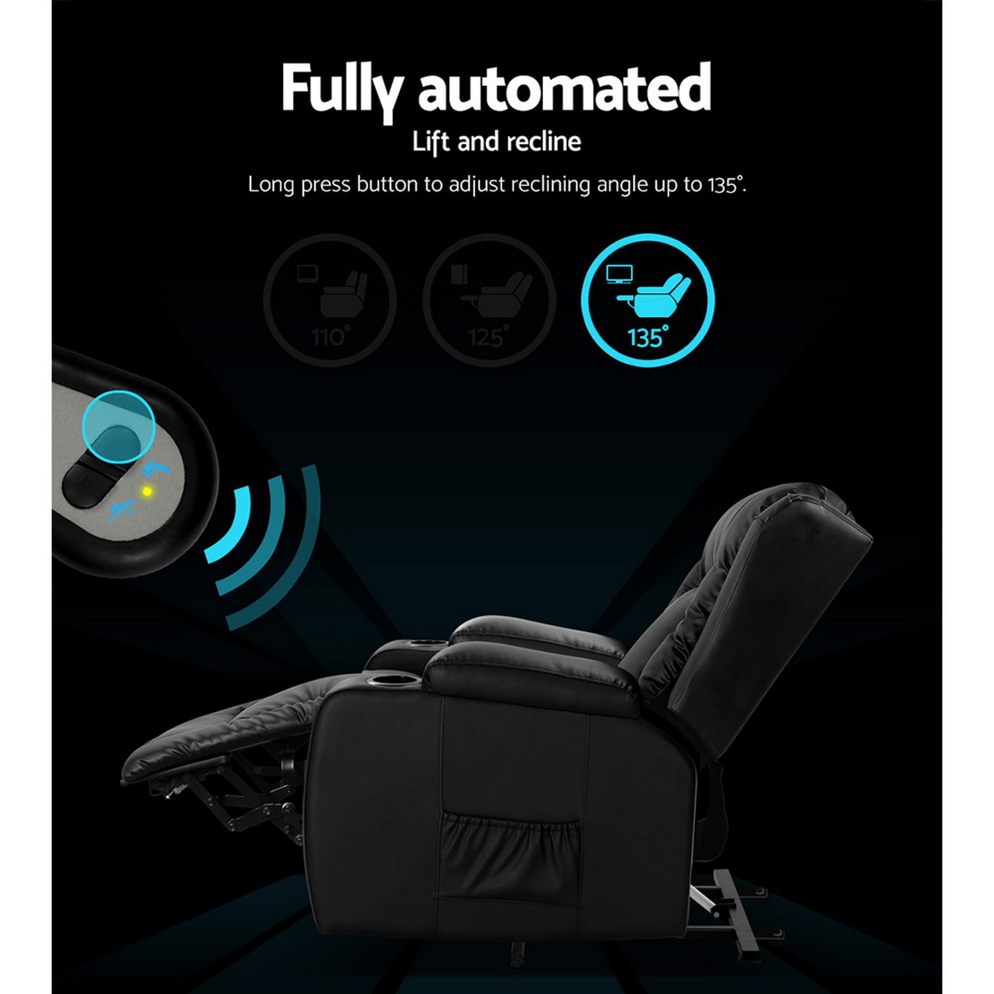 Artiss Recliner Chair Lift Assist Heated Massage Leather – Sumo Deals Artiss Recliner Chair Lift Assist Heated Massage Chair Leather Rukwa Product Image