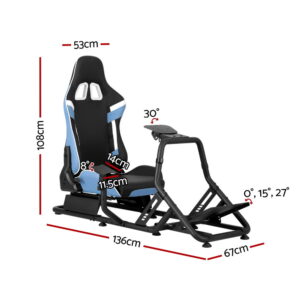 Artiss Racing Simulator Cockpit Gaming Chair Blue – Sumo Deals Artiss Racing Simulator Cockpit Steering Wheel Gaming Chair Blue Product Image