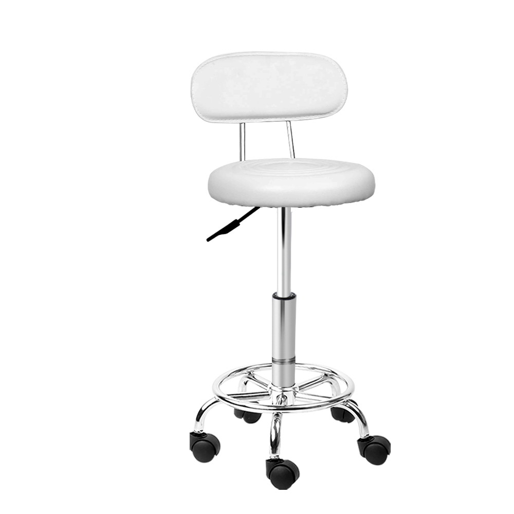 Artiss Salon Stool Swivel Chair With Backrest - White – Sumo Deals Artiss Salon Stool Swivel Chair Backrest White Product Image