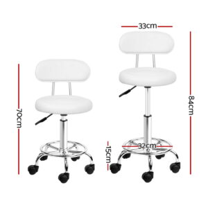 Artiss Salon Stool Swivel Chair With Backrest - White – Sumo Deals Artiss Salon Stool Swivel Chair Backrest White Product Image