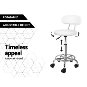 Artiss Salon Stool Swivel Chair With Backrest - White – Sumo Deals Artiss Salon Stool Swivel Chair Backrest White Product Image