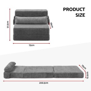 Artiss 3-In-1 Folding Sofa Bed Lounger With Side Pocket – Sumo Deals Artiss 3-In-1 Folding Sofa Bed Armless Lounger Chair With Side Pocket And Pillow Product Image