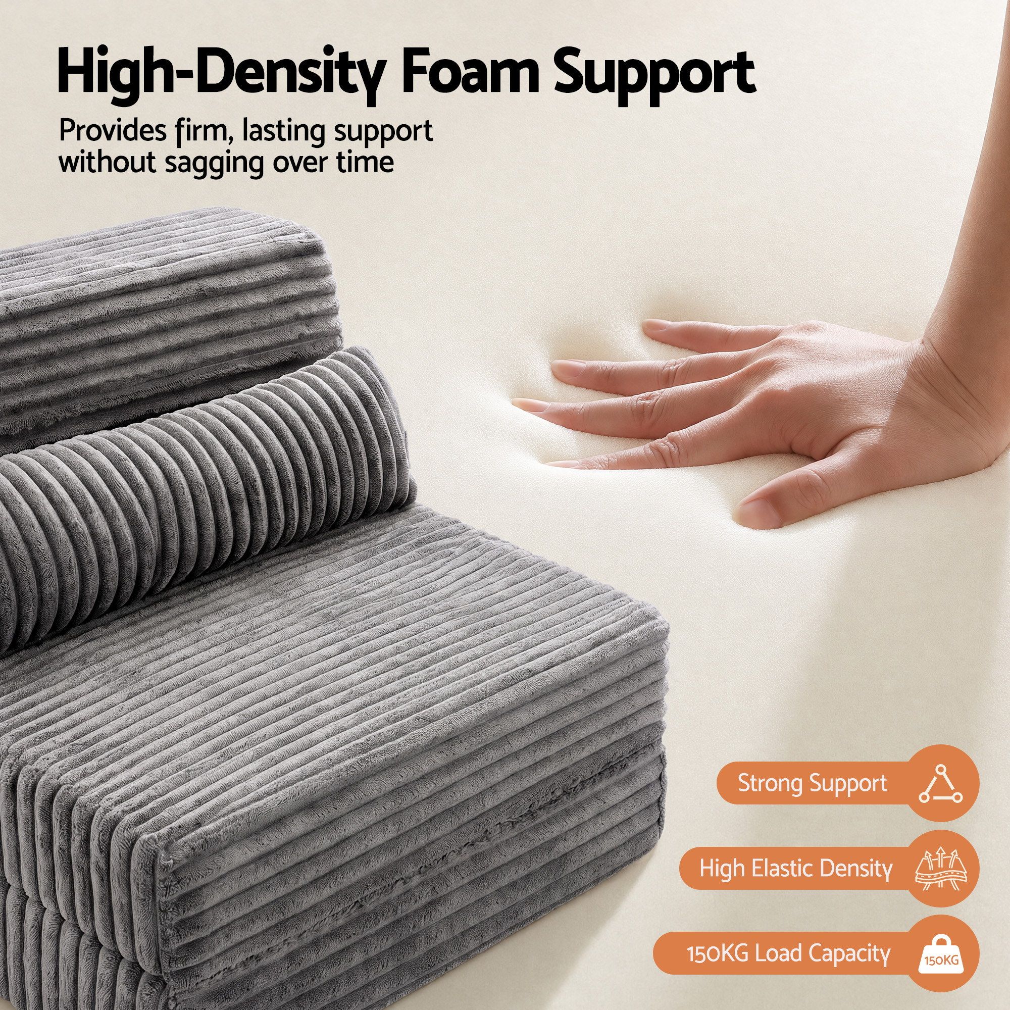 Artiss 3-In-1 Folding Sofa Bed Lounger With Side Pocket – Sumo Deals Artiss 3-In-1 Folding Sofa Bed Armless Lounger Chair With Side Pocket And Pillow Product Image