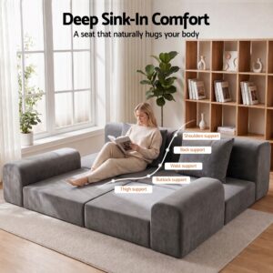 Artiss 5-In-1 Convertible Sofa Bed Floor Mattress Modular Boneless Curved Couch Product Image