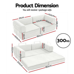 Artiss Convertible Folding Sofa Bed Beige – Sumo Deals Artiss Convertible Folding Sofa Bed Beign Product Image