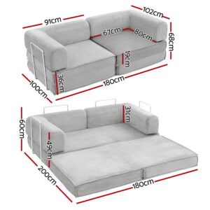 Artiss Convertible Folding Sofa Bed Grey Product Image