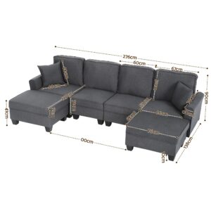 Artiss Modular U-Shaped Storage Sofa Couch Grey – Sumo Deals Artiss Modular Sectional U Shaped Storage Sofa Couches For Living Room Grey Product Image