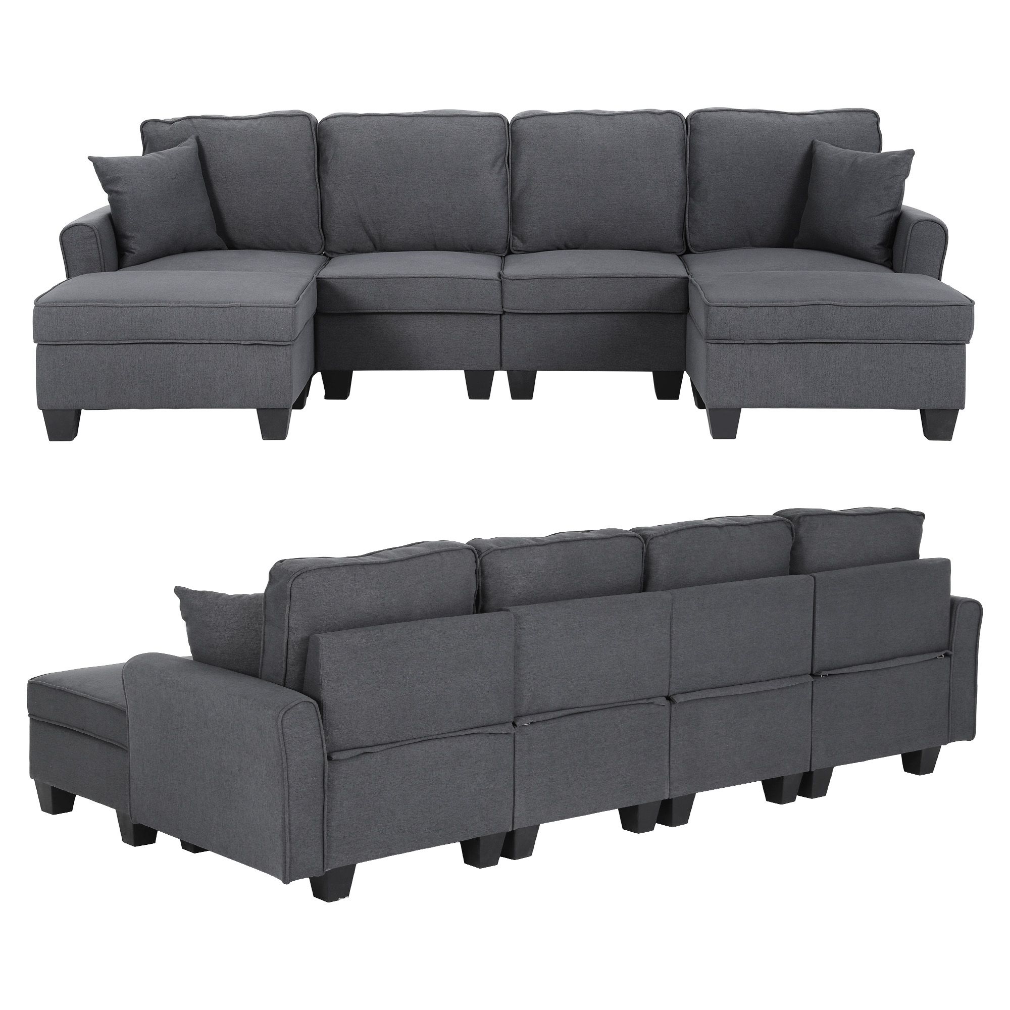 Artiss Modular U-Shaped Storage Sofa Couch Grey – Sumo Deals Artiss Modular Sectional U Shaped Storage Sofa Couches For Living Room Grey Product Image
