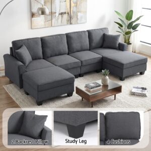 Artiss Modular U-Shaped Storage Sofa Couch Grey – Sumo Deals Artiss Modular Sectional U Shaped Storage Sofa Couches For Living Room Grey Product Image