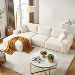 Artiss 3 Seater Modular Sofa Bed Sectional Boneless Couches for Living Room Corduroy Compressed Sofa product image