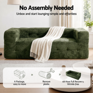 Artiss Boneless Sofa Bed | Green Luxury Chenille – Sumo Deals Artiss Comfort Boneless Sofa For Living Room Green Luxury Chenille Product Image