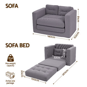 Artiss 2 Seater Corduroy Sofa Bed | Grey Pull Out Couch – Sumo Deals Artiss 2 Seater Corduroy Convertible Sofa Bed Pull Out Boneless Couch Grey Product Image