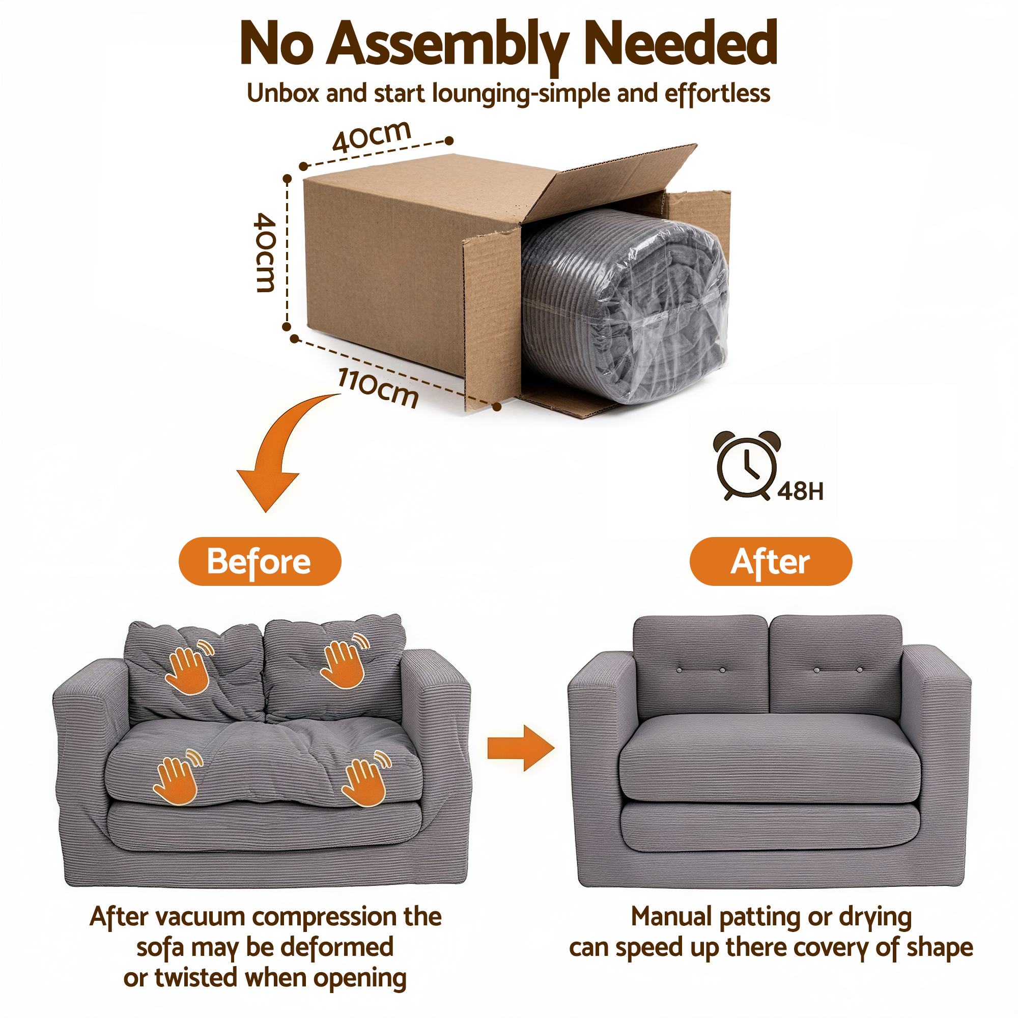 Artiss 2 Seater Corduroy Sofa Bed | Grey Pull Out Couch – Sumo Deals Artiss 2 Seater Corduroy Convertible Sofa Bed Pull Out Boneless Couch Grey Product Image