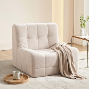 Artiss Single Small Boneless Couches for Living Room White Fabric product image