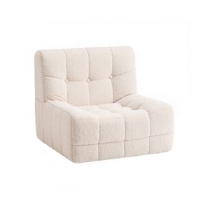 Artiss Single Boneless Couch | White Fabric – Sumo Deals Artiss Single Small Boneless Couches For Living Room White Fabric Product Image