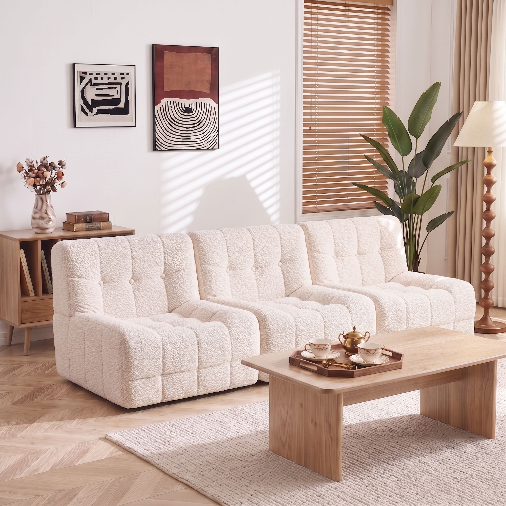 Artiss Set Of 3 Modular Boneless Couches - White – Sumo Deals Artiss Set Of 3 Sofa Modular Boneless Couches No Assembly White Product Image