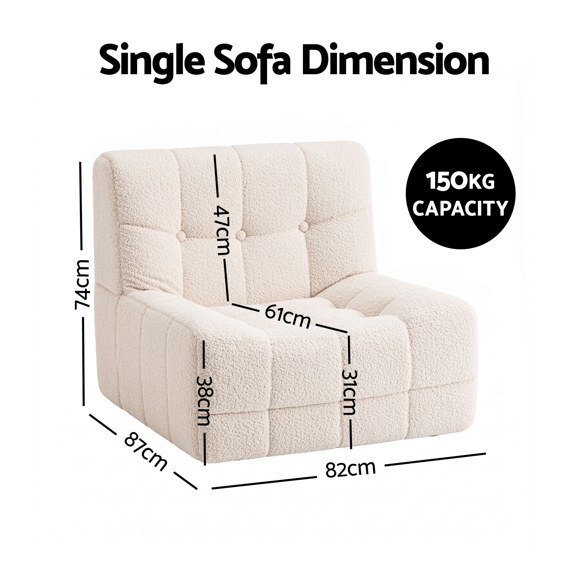 Artiss Set Of 3 Modular Boneless Couches - White – Sumo Deals Artiss Set Of 3 Sofa Modular Boneless Couches No Assembly White Product Image