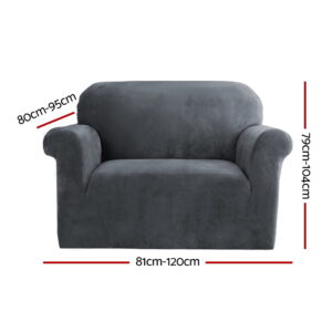 Artiss Sofa Cover Couch Covers 1 Seater Velvet Grey Product Image