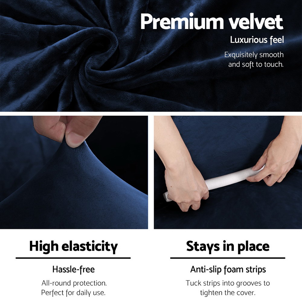 Artiss 2 Seater Velvet Sofa Cover - Sapphire – Sumo Deals Artiss Sofa Cover Couch Covers 2 Seater Velvet Sapphire Product Image