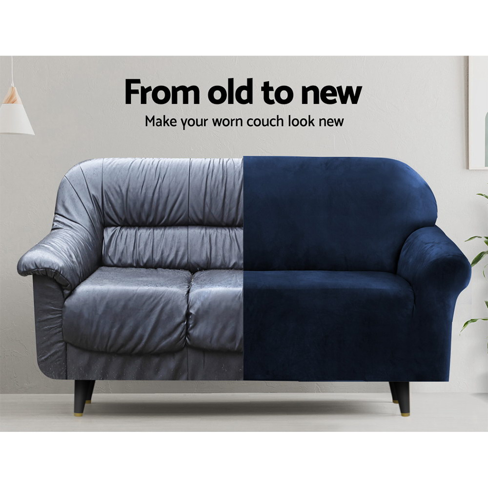 Artiss 2 Seater Velvet Sofa Cover - Sapphire – Sumo Deals Artiss Sofa Cover Couch Covers 2 Seater Velvet Sapphire Product Image