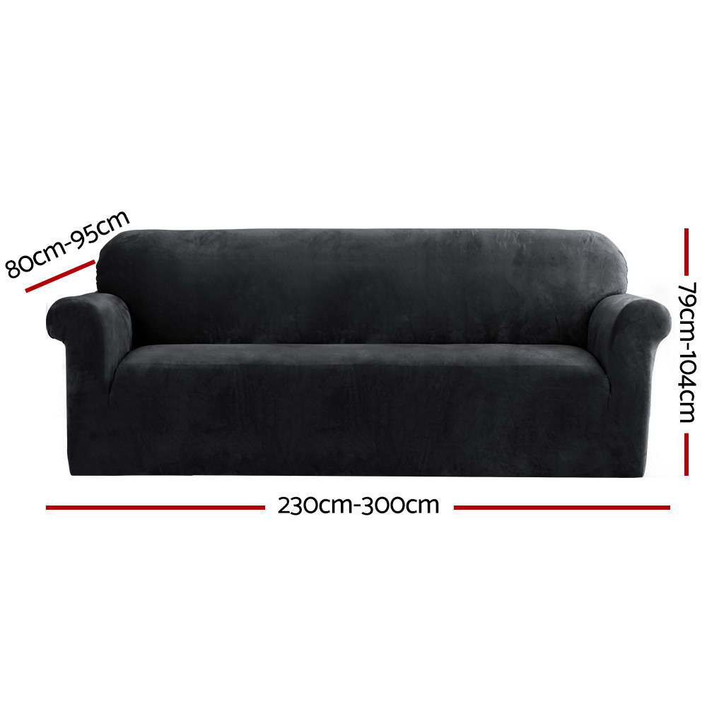 Artiss 4 Seater Velvet Sofa Cover - Black – Sumo Deals Artiss Sofa Cover Couch Covers 4 Seater Velvet Black Product Image