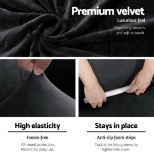 Artiss 4 Seater Velvet Sofa Cover - Black – Sumo Deals Artiss Sofa Cover Couch Covers 4 Seater Velvet Black Product Image