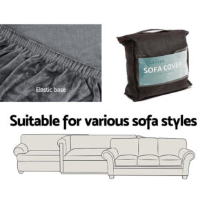 Artiss 4 Seater Velvet Sofa Cover - Grey – Sumo Deals Artiss Sofa Cover Couch Covers 4 Seater Velvet Grey Product Image