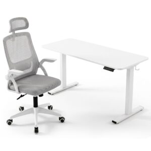 Artiss Standing Desk Office Chair Sit Stand Ergonomic Combo 140cm White product image