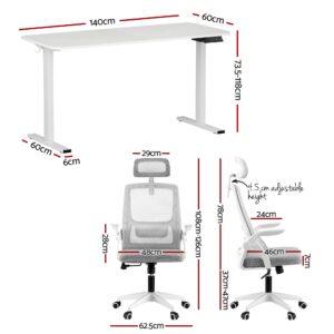Artiss Standing Desk &Amp; Ergonomic Office Chair Combo 140Cm – Sumo Deals Artiss Standing Desk Office Chair Sit Stand Ergonomic Combo 140Cm White Product Image