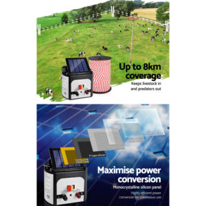 Giantz Fence Energiser 8Km Solar Powered Electric 500M Poly Rope Product Image