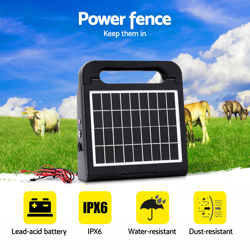 Giantz 5Km Solar Electric Fence Energiser 0.15J – Sumo Deals Giantz 5Km Electric Fence Energiser Solar Energizer Charger Farm Animal 0.15J Product Image