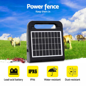Giantz 10Km Electric Fence Energiser Solar Energizer Charger Farm Animal 0.3J Product Image