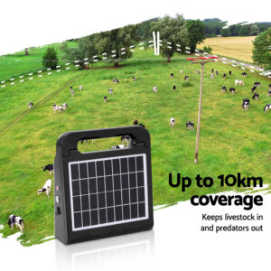 Giantz 10Km Electric Fence Energiser Solar Energizer Charger Farm Animal 0.3J Product Image