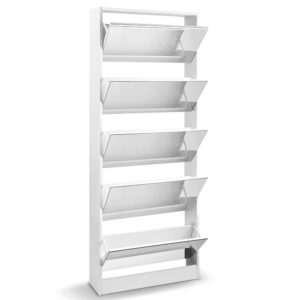 Artiss Shoe Rack Cabinet Mirror 25 Pairs White Product Image