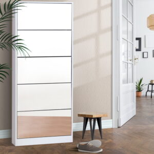 Artiss Shoe Rack Cabinet Mirror 25 Pairs White product image
