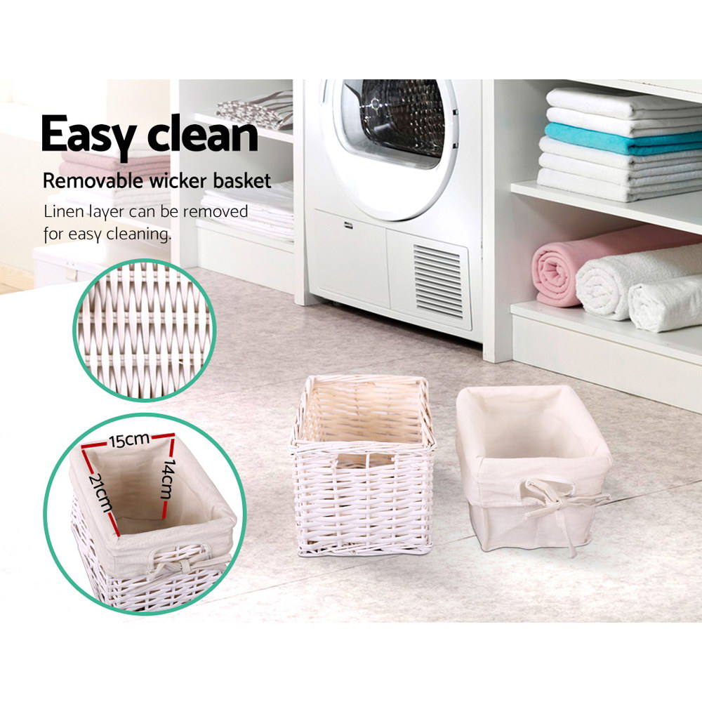 Artiss Rustic White Bedside Table With Drawer &Amp; Basket (2-Pa – Sumo Deals Artiss Bedside Table 1 Drawer With Basket Rustic White X2 Product Image