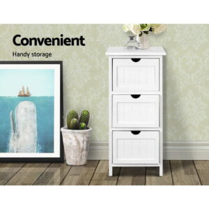 Artiss Bedside Table Bathroom Storage Cabinet 3 Drawers White Product Image