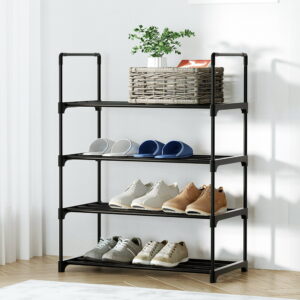 Artiss Shoe Rack Cabinet Stackable 4-tier 12 Pairs Black product image