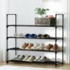 Artiss Shoe Rack 4-Tier 16 Pairs Stackable Black Product Image