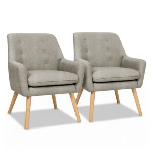 Artiss 2X Armchair Lounge Chair Accent Tub Chair Beige ANNE product image