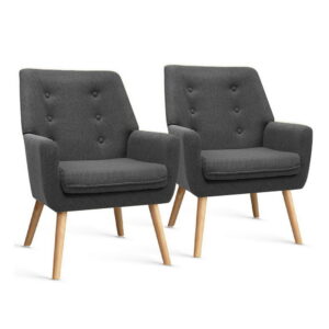 Artiss 2X Armchair Lounge Chair Accent Tub Chair Charcoal ANNE product image