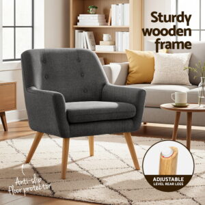 Artiss 2X Armchair Lounge Chair Accent Tub Chair Charcoal Anne Product Image