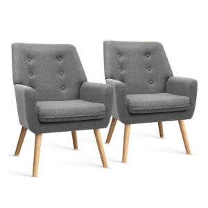 Artiss 2X Armchair Lounge Chair Accent Tub Chair Grey ANNE product image