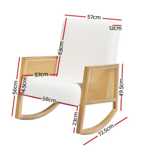 Artiss Armchair Rocking Chair Boucle Rattan White Product Image