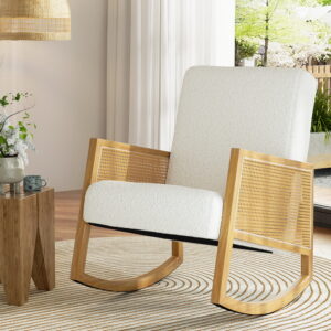 Artiss Armchair Rocking Chair Boucle Rattan White product image