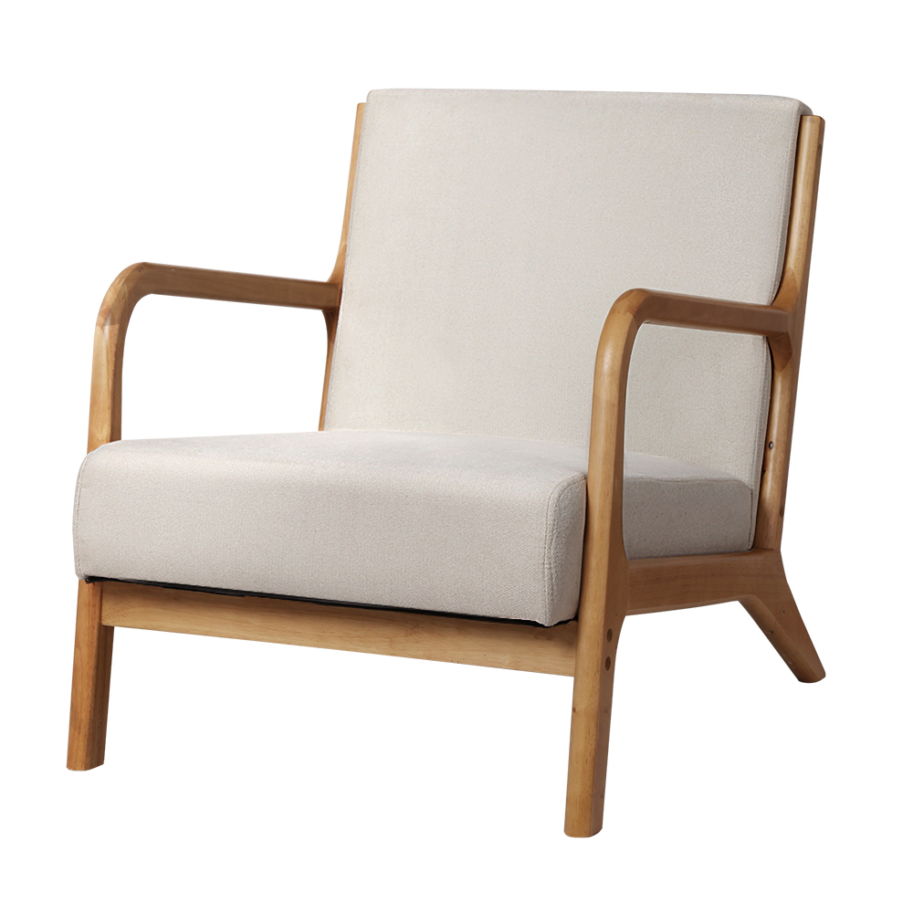 Artiss Olive Fabric Armchair - Beige – Sumo Deals Artiss Armchair Fabric Beige Olive Product Image