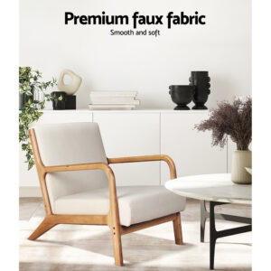 Artiss 2X Armchair Faux Fabric Beige Product Image